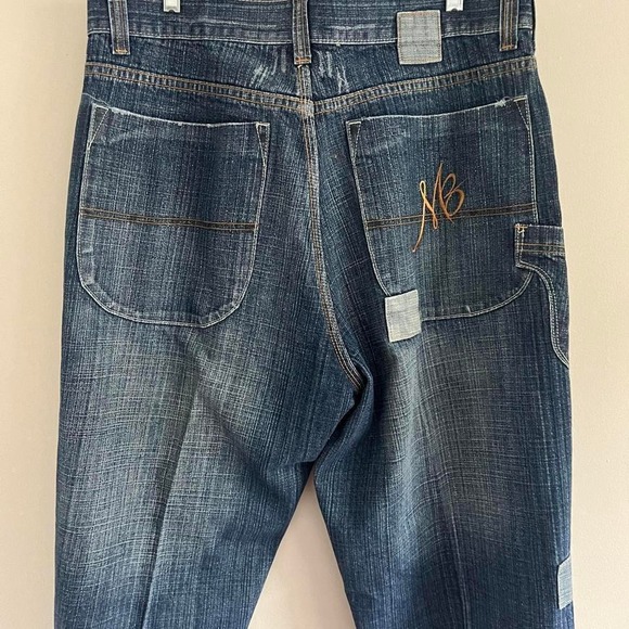 Y2K MAKAVELI X TUPAC PAINT SPLATTER PATCHWORK JEANS - Picture 7 of 8